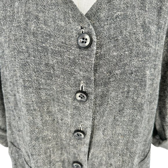 Stijfselkissie Shirt Jacket Womens XS Gray Textured Linen Drape Style Pockets - Picture 3 of 13